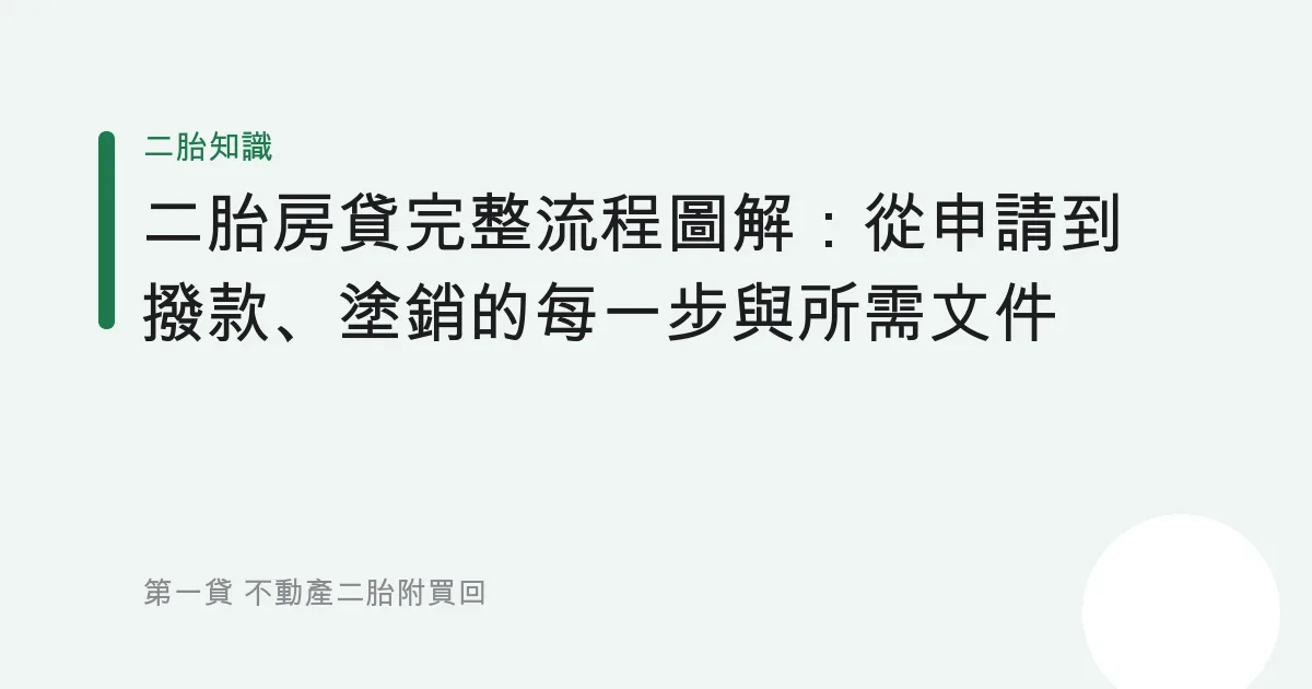 二胎房貸完整流程圖解：從申請到撥款、塗銷的每一步與所需文件